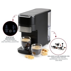 Espressor cafea DOMO DO748K 4-in-1, 1.5L, Touch, pentru Nespresso si Dolce Gusto - Img 4