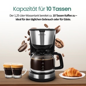 Espressor cafea Emerio CME-122933, 1.25L, 1000W, negrusilver - Img 3