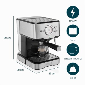 Espressor cafea Princess 249412, 1100 Watt, 1.5 Litri, cu spumator de lapte - Img 3