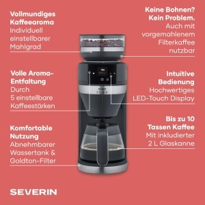Espressor cafea Severin Filka, 2L, 1520W, Negru - Img 3