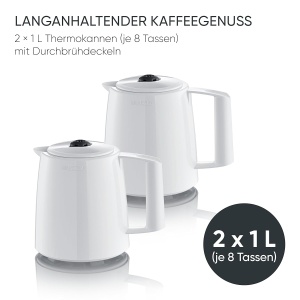 Espressor cafea Severin KA 9309, 1 L, 1000 W, alb, cu 2 termokanne - Img 3