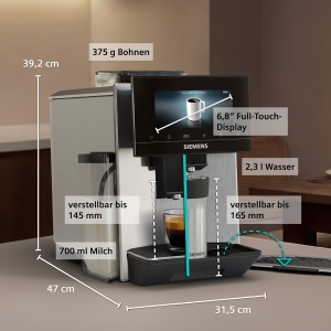 Espressor cafea Siemens EQ900 iAroma, personalizare, display tactil 6.8, argintiu - Img 9