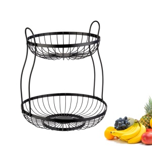 Etajera pentru fructe Westmark Doppio, 2 niveluri, neagra, 32.5 x 34.5 cm