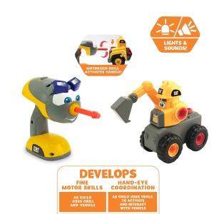 Excavator pentru copii CatToysOfficial Fix-It, motorizat, galben, cu lumini si sunete - Img 2