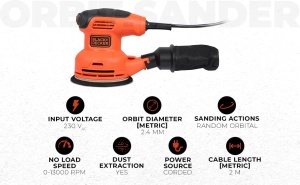 Excentric cu vibratii BlackDecker BEW210, 230W, 125 mm, cu aspiratie - Img 3
