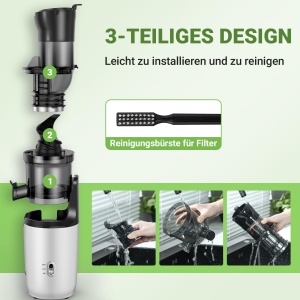 Extractor de suc AMZCHEF, 80mm, motor silentios, design retro, argintiu - Img 9