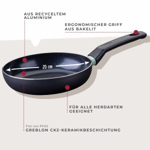 Fackelmann Bratpfanne Brandao 20 cm Aluminiu Recycled Ceramica Negru - Img 3