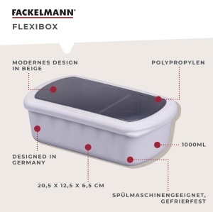Fackelmann Flexibox 1000 ml Beige Cutie Depozitare Alimente Capac Sigilat TPE - Img 2