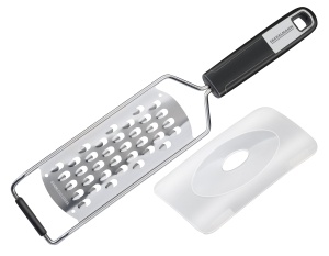 Fackelmann Handreibe Sense 30 cm Reiba din otel inoxidabil cu maner Soft Touch argintiunegru