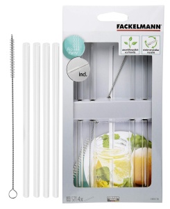 Fackelmann Set Paie din Sticla Transparenta 22cm cu Perie de Curatare Ecologice si Reutilizabile - Img 3
