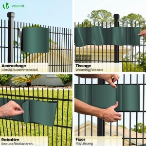 Fasi de protectie VOUNOT din PVC 140m x 19cm, 80 clipsuri, culoare verde - Img 6