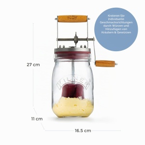 Fasul de unt Kilner, 1 litru, sticla transparenta, manual - Img 2