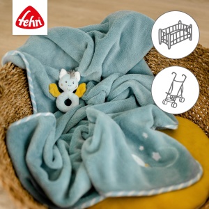 Fehn Kuscheldecke Fledermaus 100x75 cm Material moale si calduros Albastru - Img 5