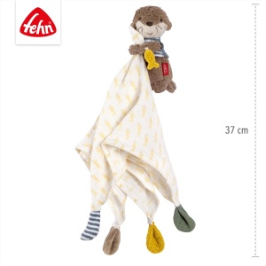 Fehn Muslin Cuddly Blanket Otter - Ajutor pentru somn si plapuma pentru animale de plus cu panza de masusina de bumbac si figurina de joaca draguta - pentru bebelusi si copii mici de la 0+ luni - Img 4