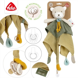 Fehn Schmusetuch Bear fehnNATUR 048063 Materiale Organice 35 cm Cu Inel Pentru Suzeta - Img 5