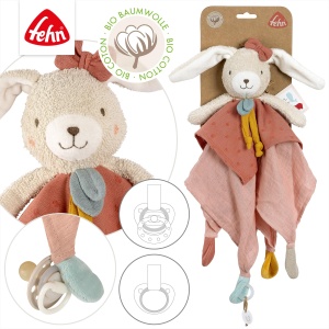 Fehn Schmusetuch Hase fehnNATUR 048070 Material Bio Cu Inel Pentru Suzeta 37 cm - Img 5