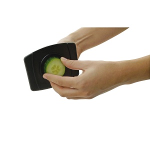Feliator gros/subtire Fackelmann cu suport pentru resturi - feliator de legume cu lama din otel inoxidabil pe doua fete - feliator de legume de inalta calitate (culoare: alb/negru), cantitate: 1 bucata - Img 6