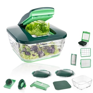 Feliator legume Genius Nicer Dicer Chef, 18 piese, culoare verde mint