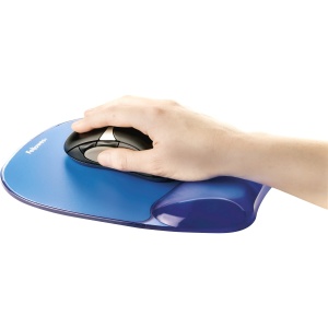 Fellowes Mouse Pad cu suport pentru incheietura mainii Cristale - cu umplutura cu gel moale - ergonomic - lavabil - pentru birou si birou de acasa, scoala si jocuri - culoare: albastru - Img 4