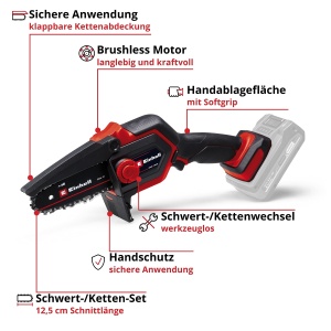 Ferastraie electrica cu acumulator Einhell GE-PS 1815 Li BL-Solo, motor burstenlos, lungime 12,5 cm - Img 3