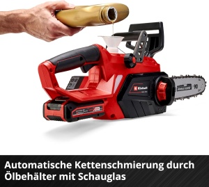 Ferastrau cu lant cu acumulator Einhell GE-LC 18/25 Li-Solo Power X-Change, functioneaza cu baterii (litiu-ion, 18V, bara/lant de calitate OREGON, protectie impotriva reculului, stift de prindere a lantului, fara baterie si incarcator) - Img 8