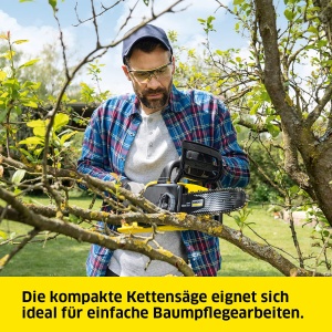 Ferastrau cu lant cu acumulator Karcher 18 V CNS 18-30 lungime lama 30 cm lubrifiere automata a lantului protectie la recul putere max 35-70 taieturi  - Img 3