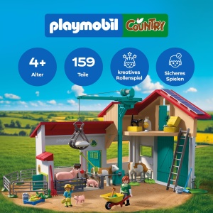 Ferma de animale PLAYMOBIL 72160 cu Ladekran, Stal, Animale si Accesorii - Img 2