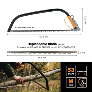 Feronerie pentru taiat lemn Fiskars 21 inch, negruorange, pentru lemn umed - Img 2
