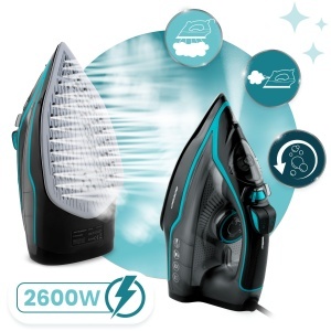 Fier de calcat Berdsen 2600W cu talpa ceramica si rezervor 230 ml, verde - Img 5