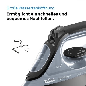 Fier de calcat Braun TexStyle 3 SI3055BK, 2400 W, negru, tehnologie FreeGlide 3D - Img 7