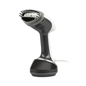 Fier de calcat cu abur de calatorie Girmi ST92, abur vertical, 1700 W, talpa din otel inoxidabil, capacitate 360 cmc, functie de oprire automata, gata de utilizare in 40 de secunde, accesorii incluse, alb/gri.