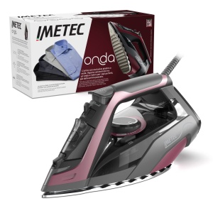 Fier de calcat Imetec 9440 Onda 2400W Negru-Bordeaux Abur vertical Tehnologie 3X Anti-Calcar