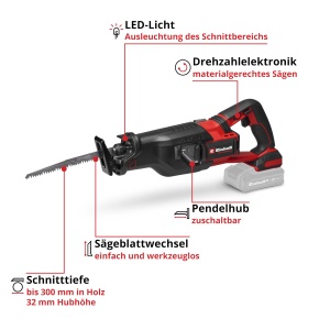 Fierastrau universal Einhell TP-AP 1832 Li BL Solo motor brushless adancime taiere 300 mm lemn - Img 3