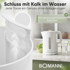 Fierbator apa Bomann WK 6090 CB, 1.7L, 2200W, alb, BPA free - Img 5