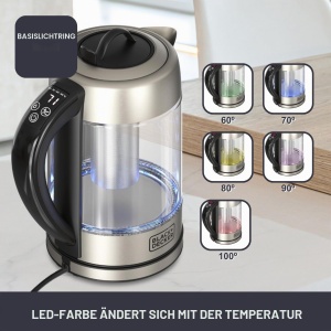Fierbator electric BlackDecker BXKE2205E, 2200W, 1.7L, sticla - Img 4