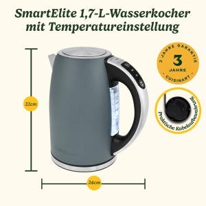 Fierbator electric Cuisinart SmartElite 1,7 L 3 kW Denim cu control temperatura - Img 8