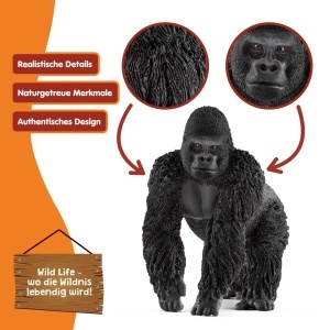 Figurina Gorilla Schleich WILD Life 14770, Detalii Realiste, 10 x 6 x 8 cm - Img 3