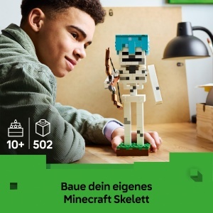 Figurina LEGO Minecraft Das Skelett 29 cm, 502 piese, cu diamanthelm - Img 2