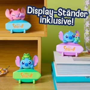 Figurina Mini Disney Stitch Attachmeez 5 cm cu Display Surfbrett, Just Play - Img 6