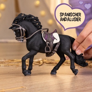 Figurina Pura Raza Espanola Schleich cu Sattel si Zaumzeug, Detaliata, pentru Copii - Img 3