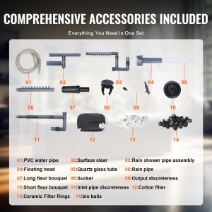 Filtru de acvariu VEVOR 528 GPH, filtru de canistra in 5 trepte 757,1 L, filtru de acvariu intern extrem de silentios cu protectie UV, filtru de putere submersibil cu functii multiple pentru acvarii, 20 W - Img 6