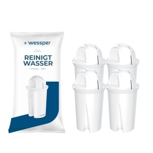 Filtru de apa Wessper AquaClassic, 4 cartuse, compatibil cu BRITA si DAFI