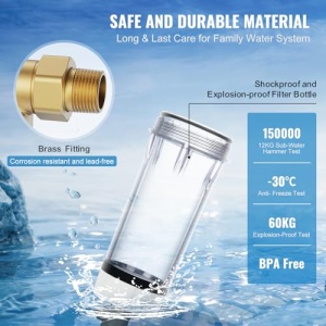 Filtru spin down VEVOR, filtru de sedimente pentru intreaga casa de 40 microni pentru apa de fantana, 1 inch GM + 1 1/4 inch GM, debit mare de 8 t/h, pentru sistemul de filtrare a apei pentru intreaga casa - Img 5