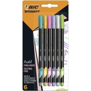 Fineliner BIC Intensity, 6 culori pastel, varf fin, pentru scriere si desen