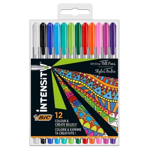 Fineliner BIC Intensity, set 12 culori, 0.7mm, design ergonomic