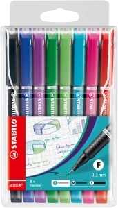 Fineliner STABILO SENSOR, 0.3 mm, wischfest, 8 culori