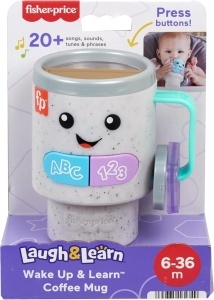Fisher-Price Jucărie Laugh & Learn pentru bebeluși și copii mici, cană de cafea cu lumini și muzică, pentru copii de peste 6 luni, HXF49 - Img 2