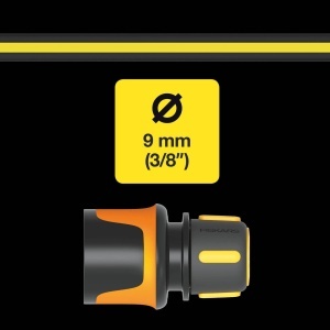 Fiskars Schlauchanschluss FLOW 1027071 Conector universal SoftGrip NegruPortocaliuGalben - Img 3