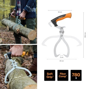 Fiskars WoodXpert 1003625 Cleste pentru Manipularea Lemnului NegruPortocaliu - Img 2