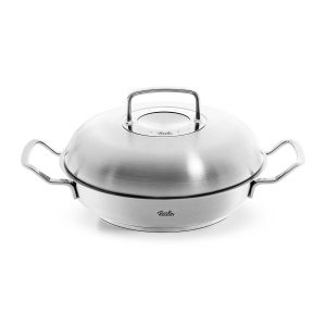 Fissler Original-Profi Collection/tigaie rotunda din otel inoxidabil (2 L, O 24 cm) cu capac de mare capacitate, suprafata de prajit novogrill, scala interna - inductie, 084-388-24-000/0, argintiu